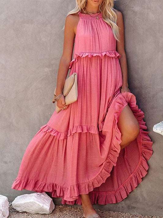 Ibiza Boho S Roze Losse Zomerse Feestelijke Maxi Jurk